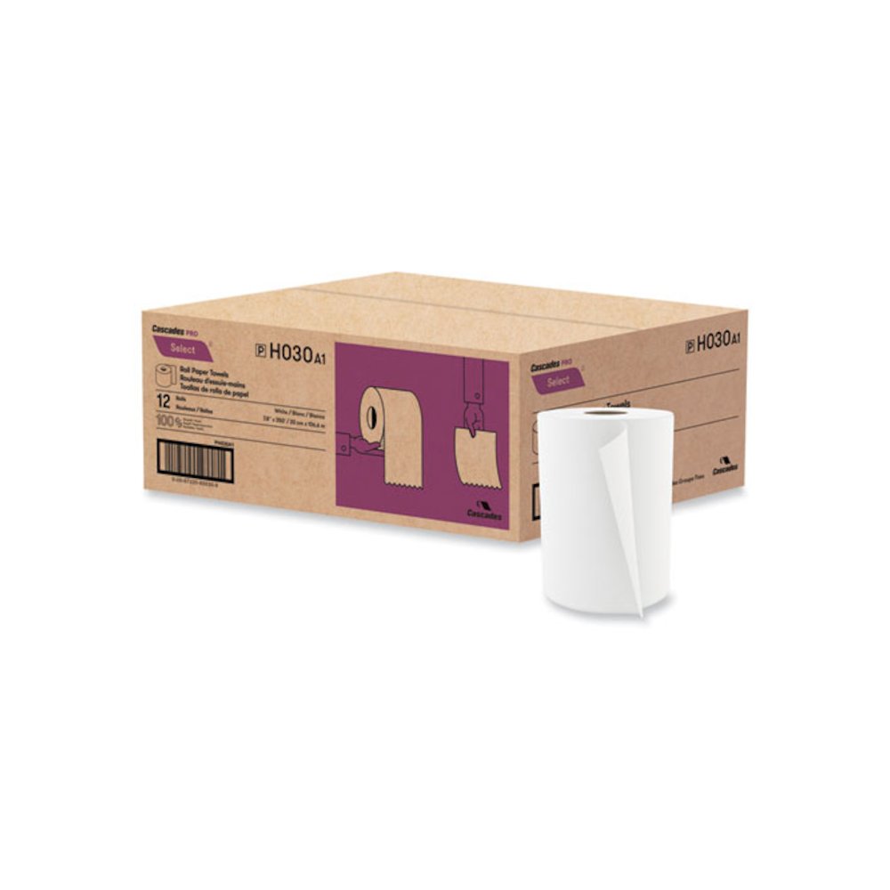 Select Roll Paper Towels, 1-Ply, 7.88" x 350ft, White, 12 Rolls/Carton. Picture 1