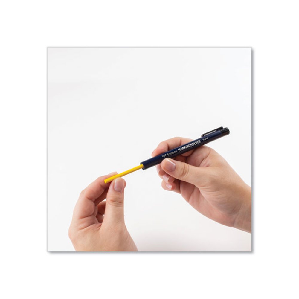 Wax-Based Marking Pencil, Twist-Advance, 4.4 mm, Yellow Marks, Navy Blue Barrel, 10/Box. Picture 6