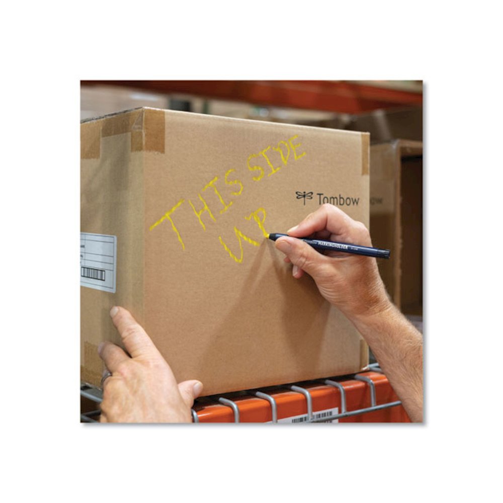 Wax-Based Marking Pencil, Twist-Advance, 4.4 mm, Yellow Marks, Navy Blue Barrel, 10/Box. Picture 7