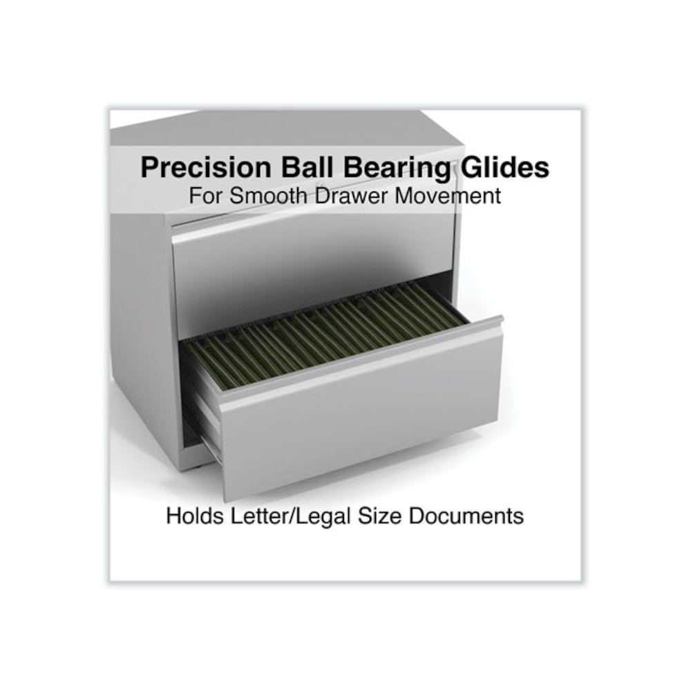 Lateral File, 2 Legal/Letter-Size File Drawers, Light Gray, 30" x 18.63" x 28". Picture 4