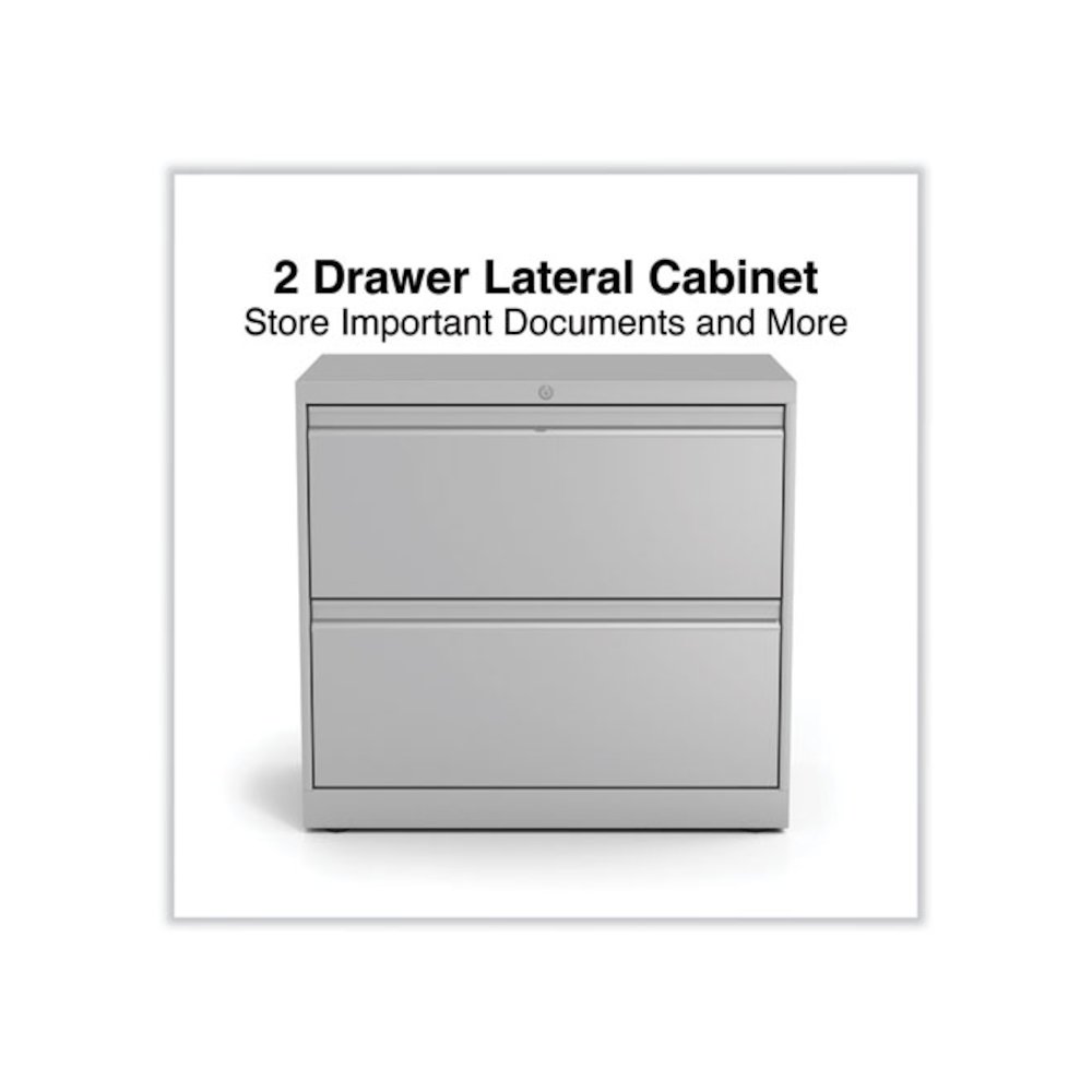 Lateral File, 2 Legal/Letter-Size File Drawers, Light Gray, 30" x 18.63" x 28". Picture 8
