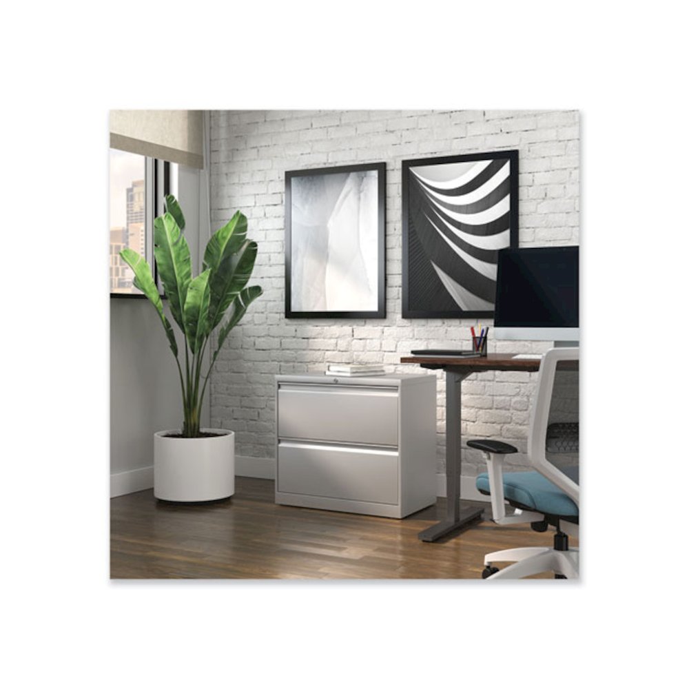 Lateral File, 2 Legal/Letter-Size File Drawers, Light Gray, 30" x 18.63" x 28". Picture 3