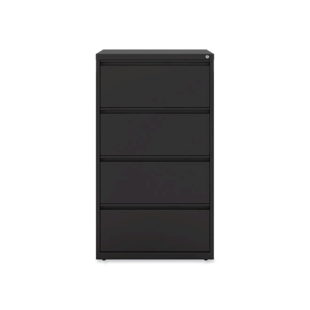 Lateral File, 4 Legal/Letter-Size File Drawers, Black, 30" x 18.63" x 52.5". Picture 1