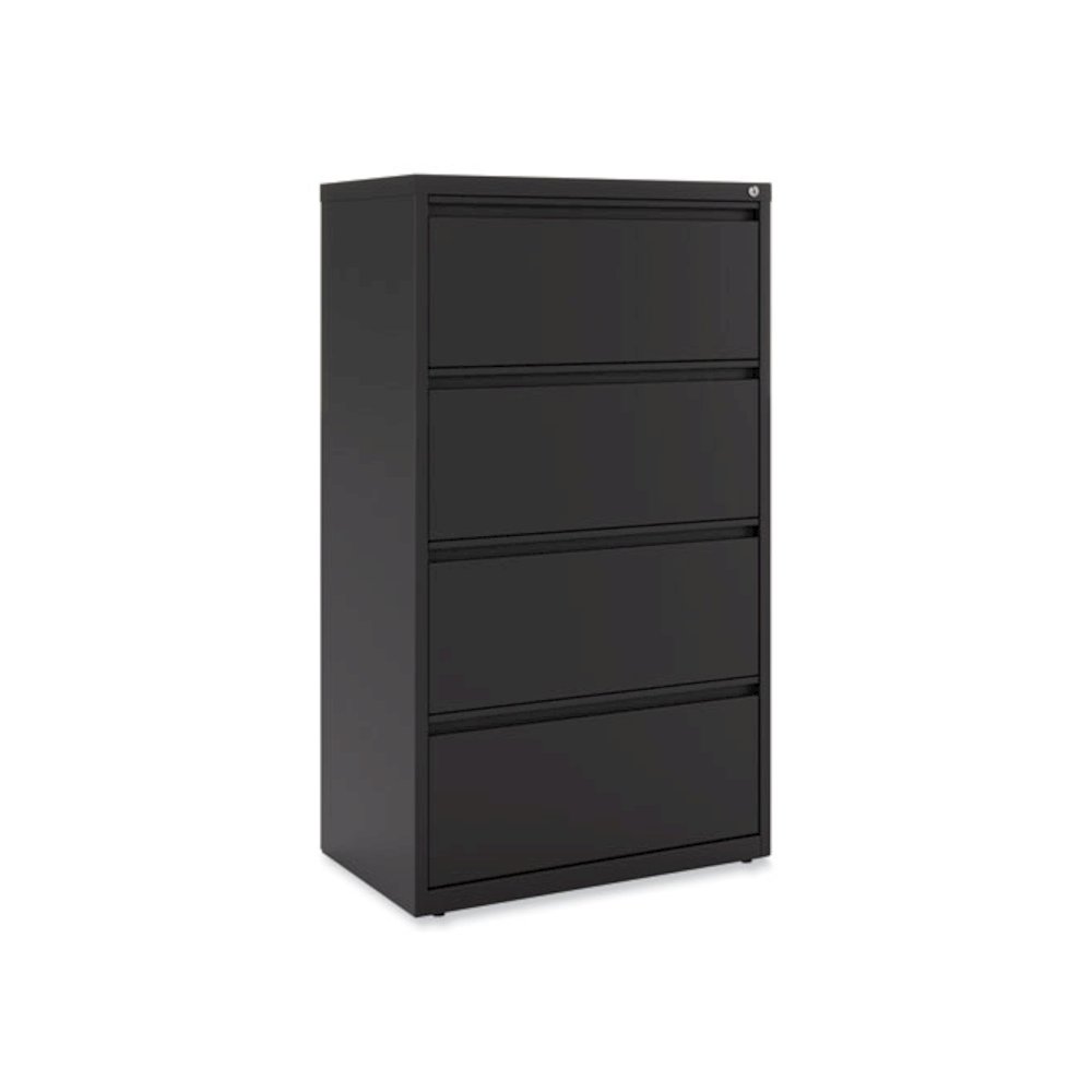 Lateral File, 4 Legal/Letter-Size File Drawers, Black, 30" x 18.63" x 52.5". Picture 2