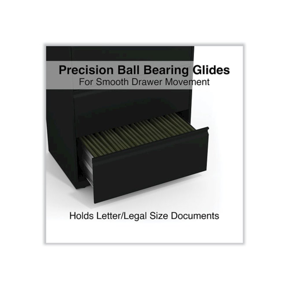 Lateral File, 4 Legal/Letter-Size File Drawers, Black, 30" x 18.63" x 52.5". Picture 4