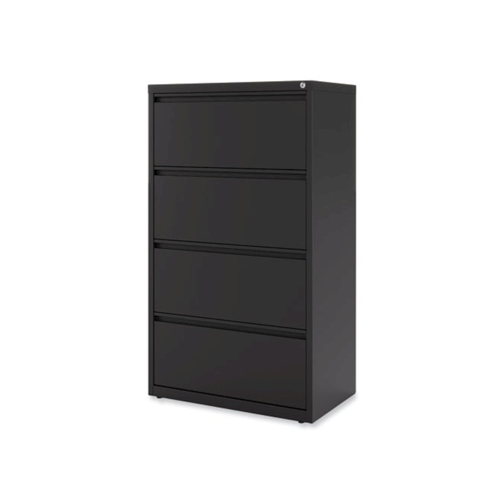 Lateral File, 4 Legal/Letter-Size File Drawers, Black, 30" x 18.63" x 52.5". Picture 5