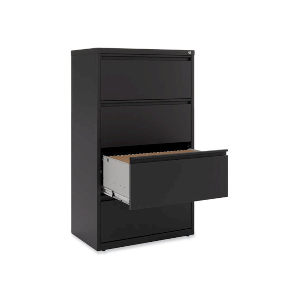 Lateral File, 4 Legal/Letter-Size File Drawers, Black, 30" x 18.63" x 52.5". Picture 7