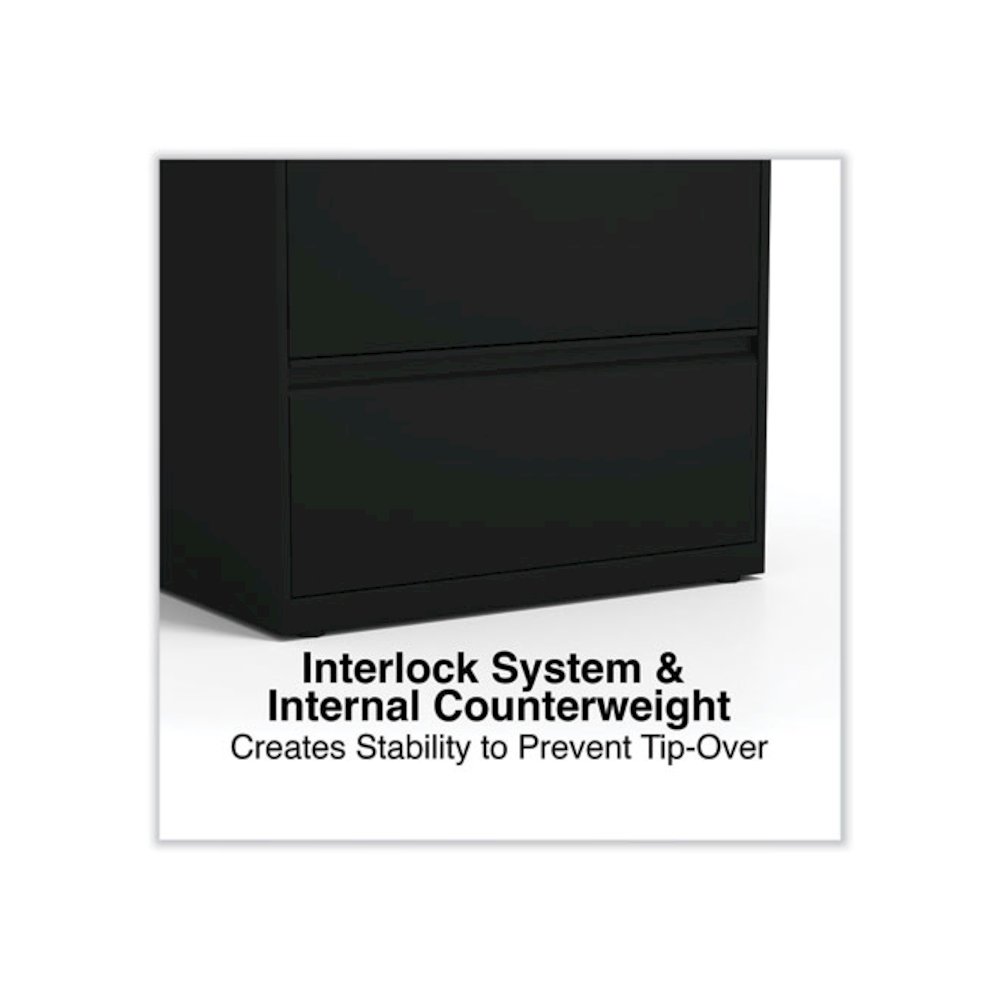 Lateral File, 4 Legal/Letter-Size File Drawers, Black, 30" x 18.63" x 52.5". Picture 9