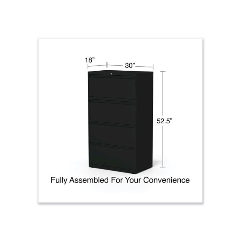 Lateral File, 4 Legal/Letter-Size File Drawers, Black, 30" x 18.63" x 52.5". Picture 10