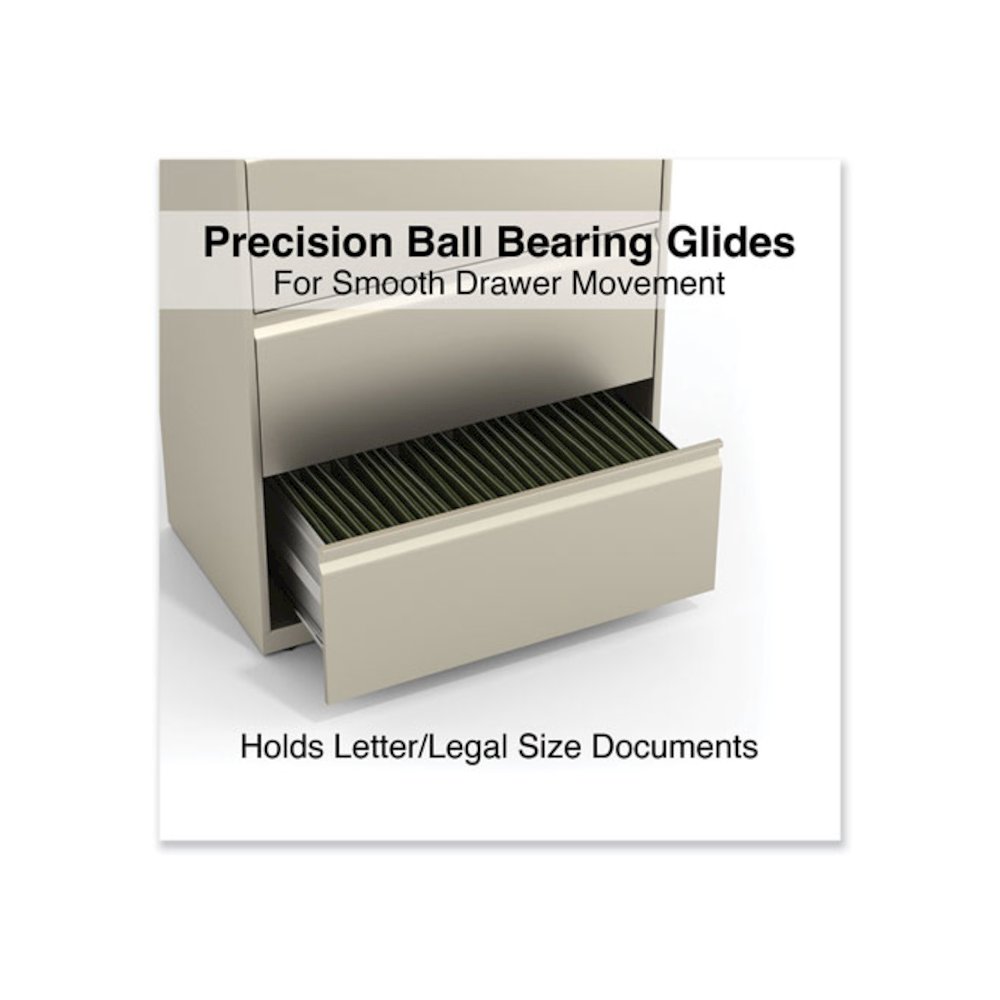 Lateral File, 4 Legal/Letter-Size File Drawers, Putty, 30" x 18.63" x 52.5". Picture 4