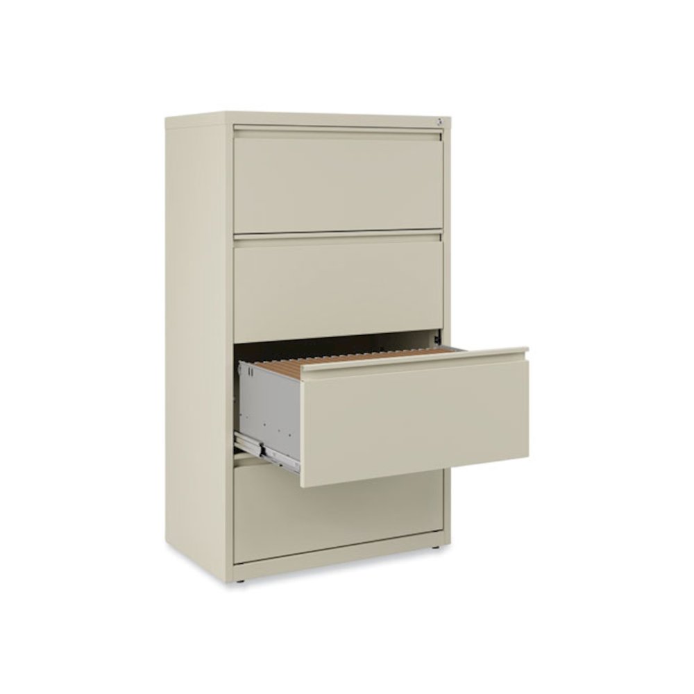 Lateral File, 4 Legal/Letter-Size File Drawers, Putty, 30" x 18.63" x 52.5". Picture 6