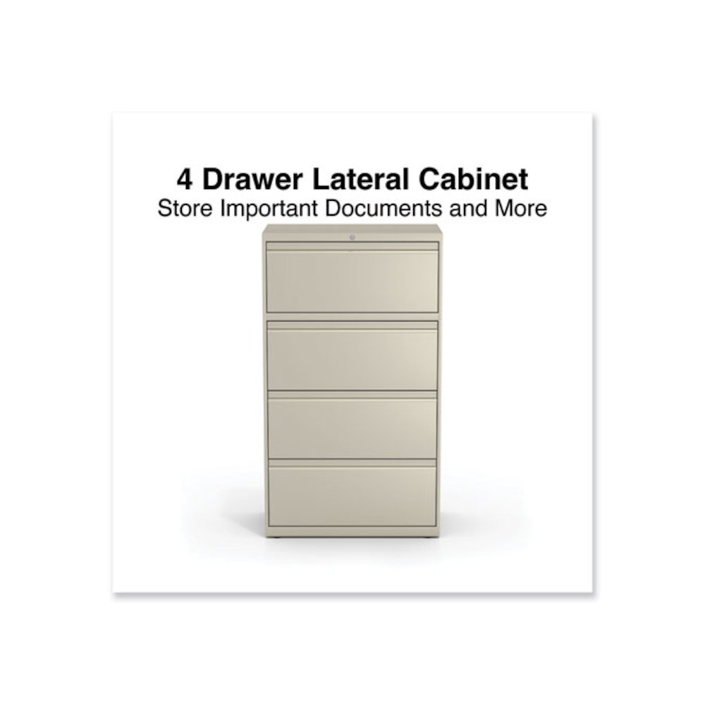 Lateral File, 4 Legal/Letter-Size File Drawers, Putty, 30" x 18.63" x 52.5". Picture 8
