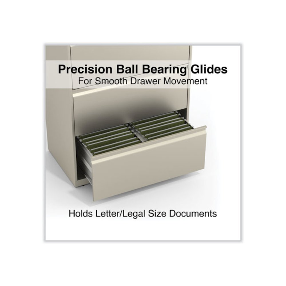 Lateral File, 4 Legal/Letter-Size File Drawers, Putty, 30" x 18.63" x 52.5". Picture 9