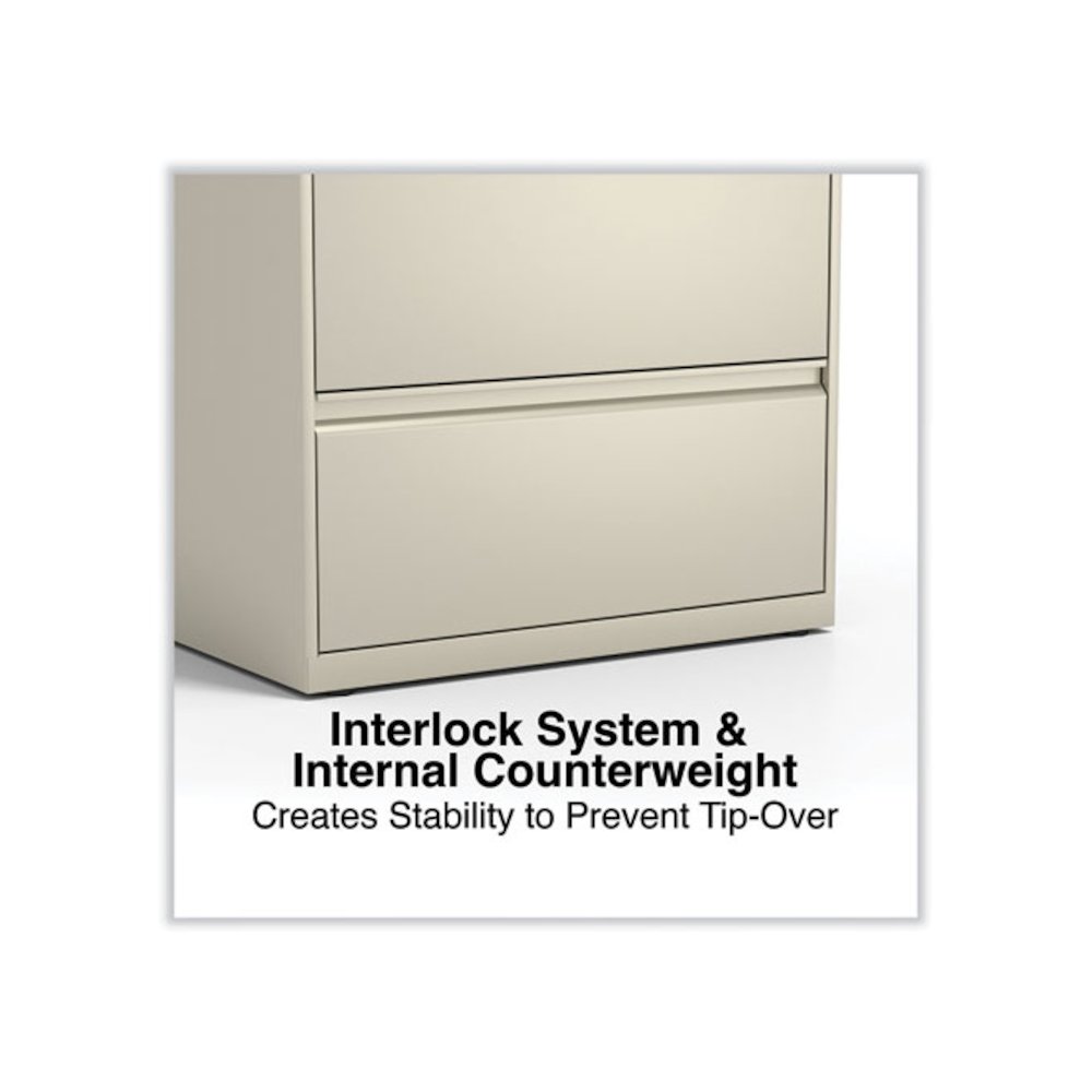 Lateral File, 4 Legal/Letter-Size File Drawers, Putty, 30" x 18.63" x 52.5". Picture 11