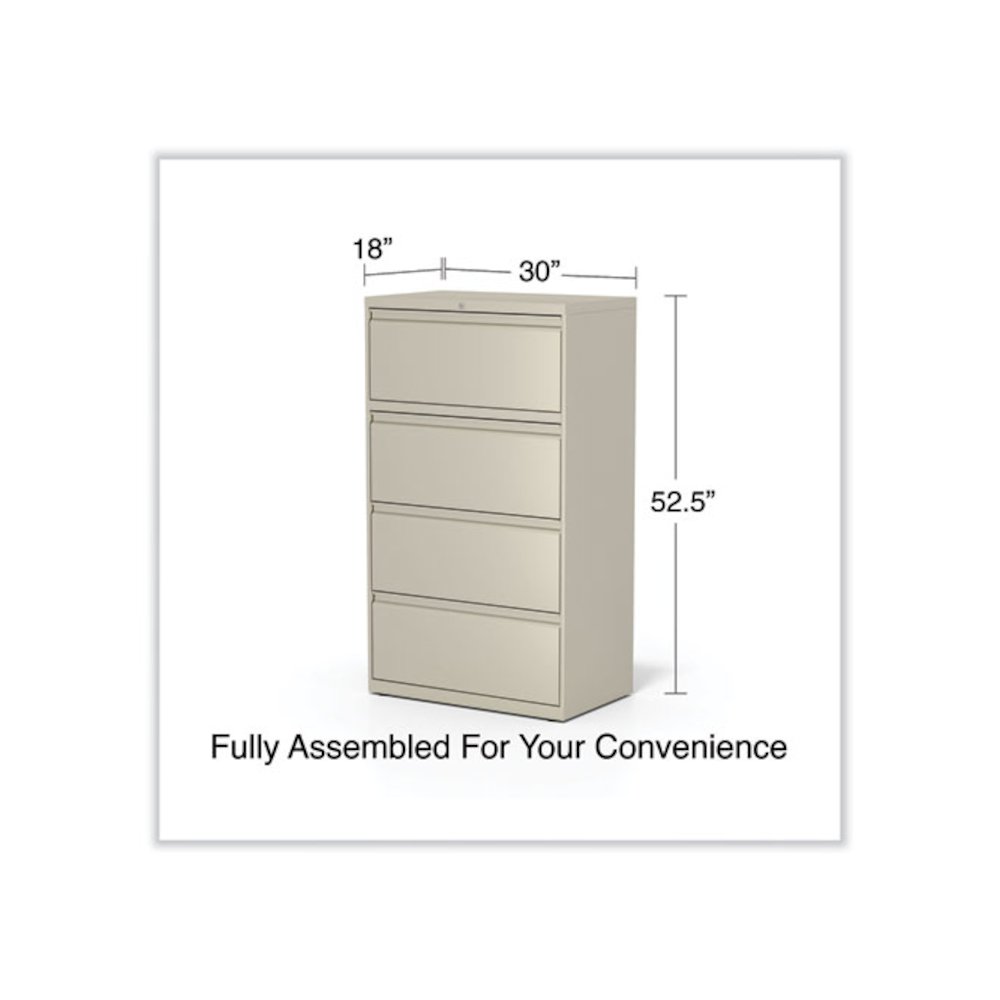 Lateral File, 4 Legal/Letter-Size File Drawers, Putty, 30" x 18.63" x 52.5". Picture 3