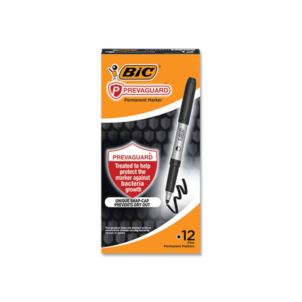 PrevaGuard Permanent Marker, Fine Bullet Tip, Black, 12/Pack. Picture 1