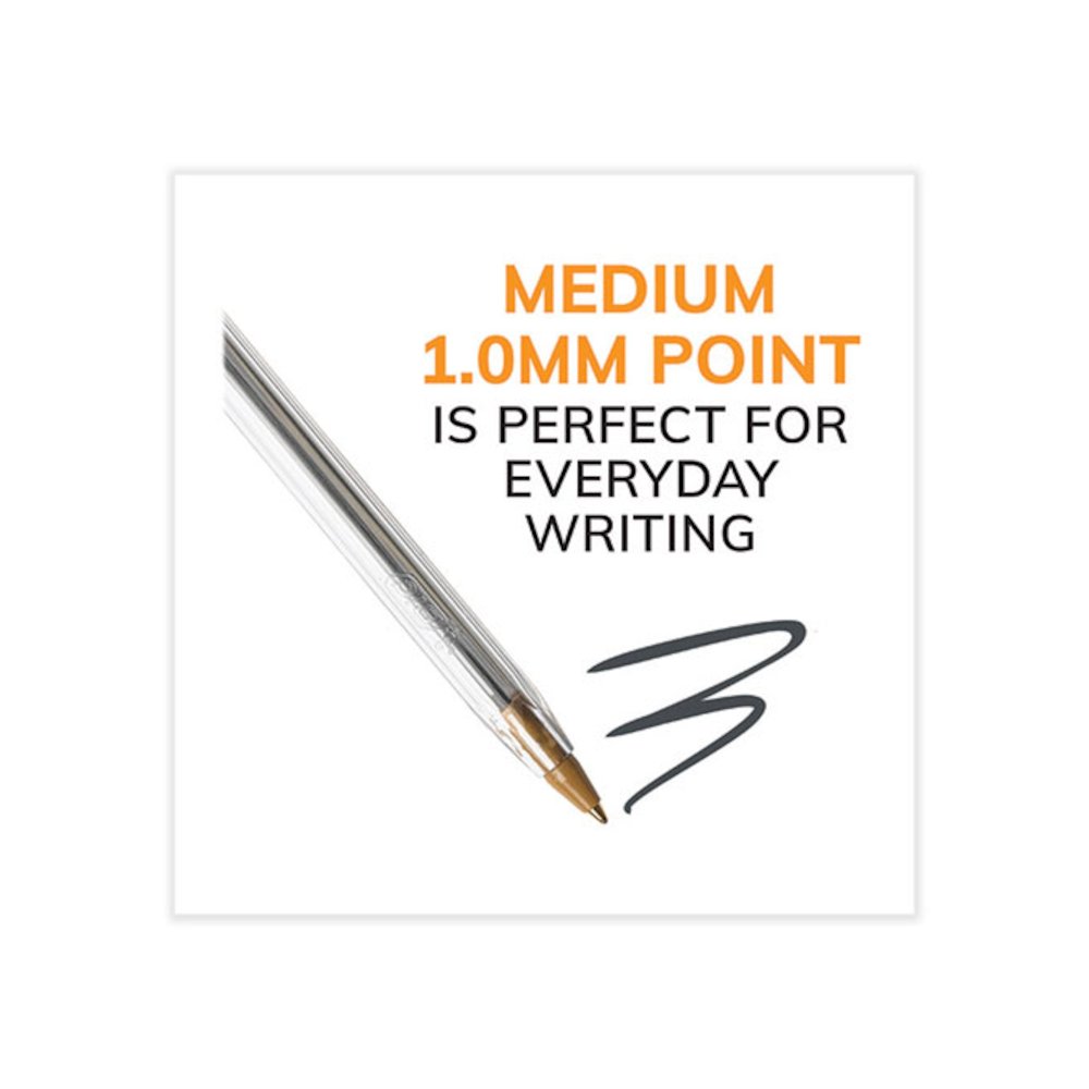 Cristal Xtra Smooth Ballpoint Pen, Stick, Medium 1 mm, Black Ink, Clear Barrel, 500/Pack. Picture 3