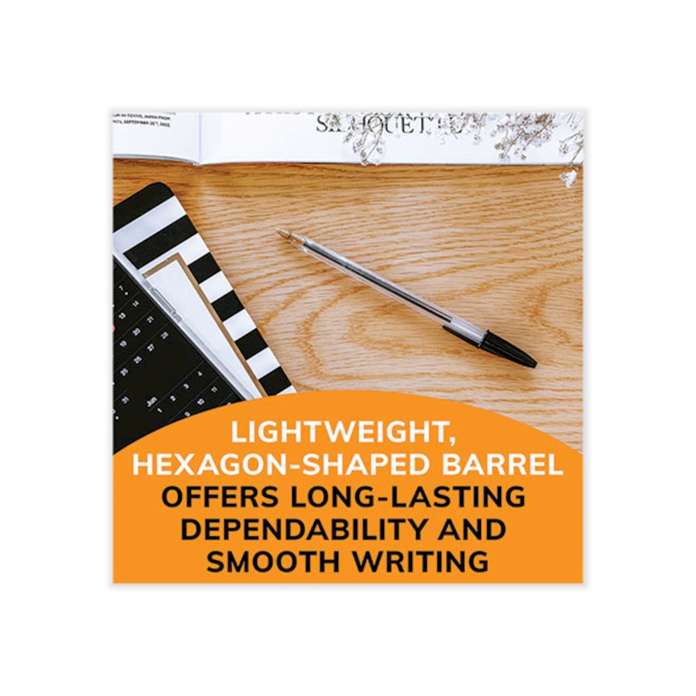 Cristal Xtra Smooth Ballpoint Pen, Stick, Medium 1 mm, Black Ink, Clear Barrel, 500/Pack. Picture 4