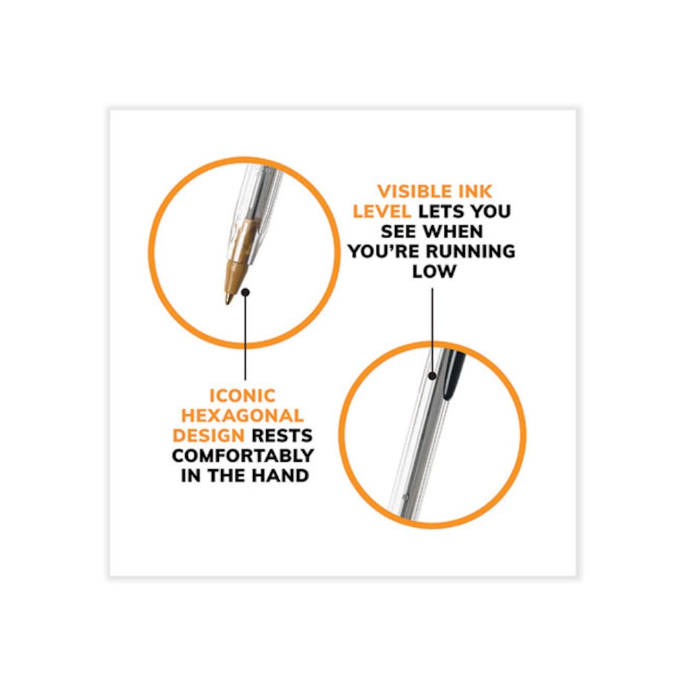 Cristal Xtra Smooth Ballpoint Pen, Stick, Medium 1 mm, Black Ink, Clear Barrel, 500/Pack. Picture 5