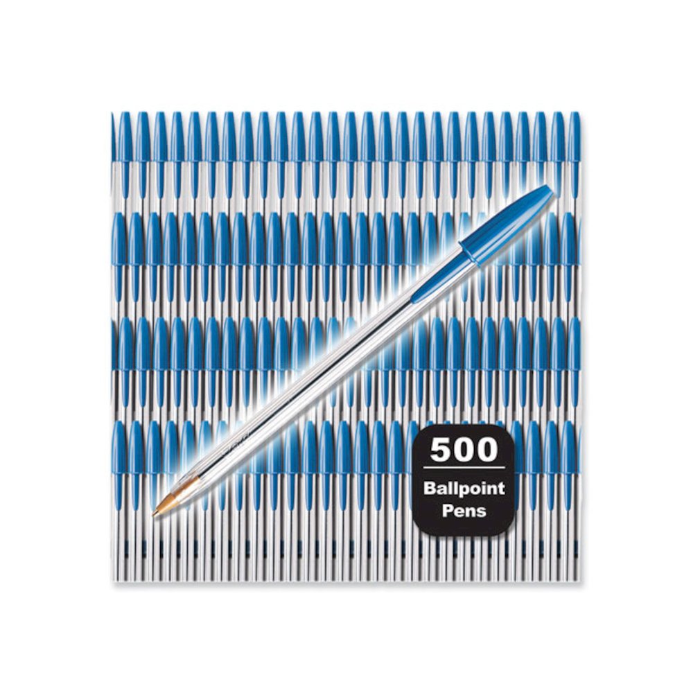Cristal Xtra Smooth Ballpoint Pen, Stick, Medium 1 mm, Blue Ink, Clear Barrel, 500/Pack. Picture 2