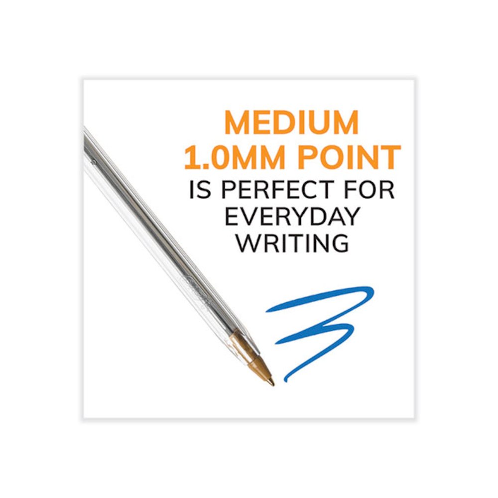 Cristal Xtra Smooth Ballpoint Pen, Stick, Medium 1 mm, Blue Ink, Clear Barrel, 500/Pack. Picture 3