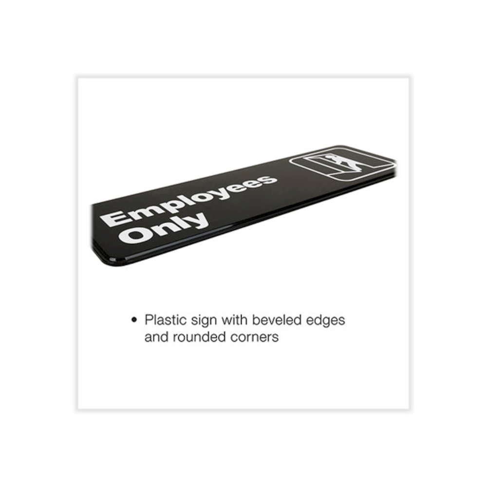 Employees Only Indoor/Outdoor Wall Sign, 9" x 3", Black Face, White Graphics, 3/Pack. Picture 3