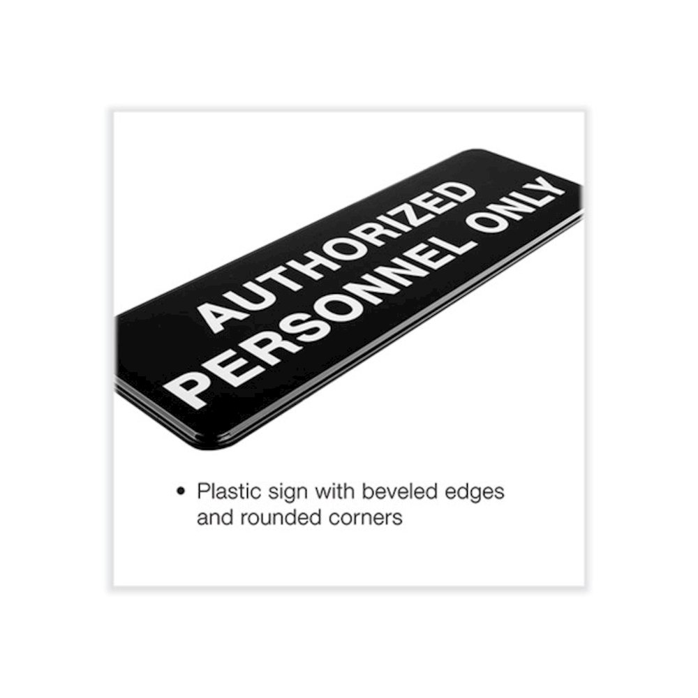 Authorized Personnel Only Indoor/Outdoor Wall Sign, 9" x 3", Black Face, White Graphics, 3/Pack. Picture 3