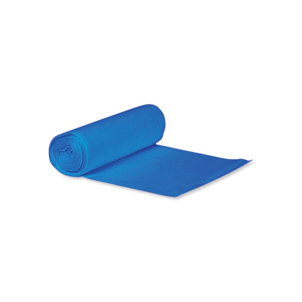 High-Density Waste Can Liners, 23 gal, 14 mic, 30" x 43", Blue, 25 Bags/Roll, 10 Rolls/Carton. Picture 3