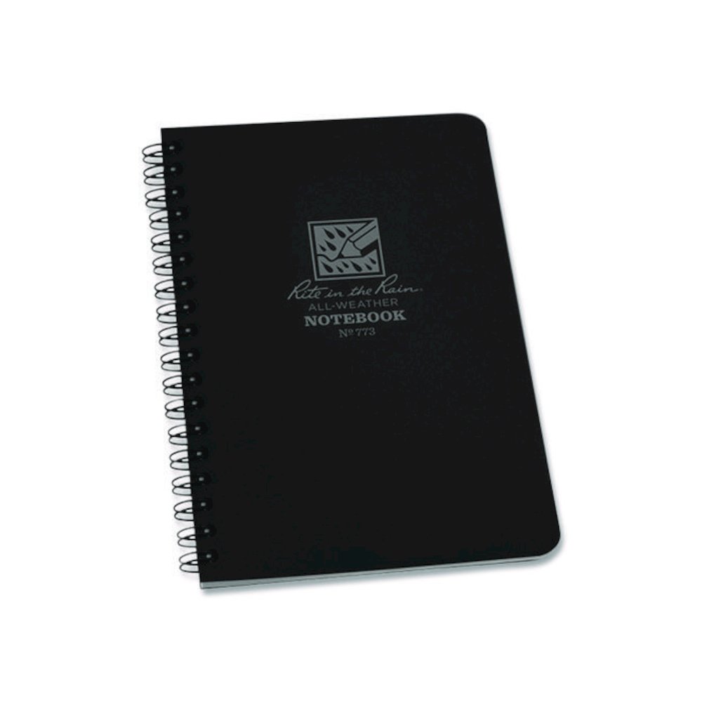 All-Weather Wire-O Notebook, 1-Subject, Universal: Narrow Rule and Quadrille Rule, Black Cover, (32) 7 x 4.63 Sheets. Picture 1