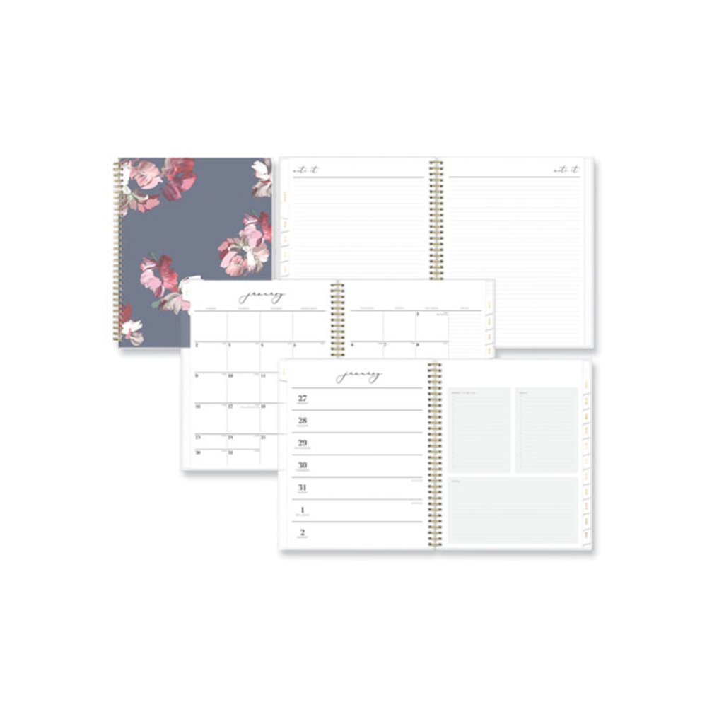 Life Note-It Leah Weekly/Monthly Notes Planner, Floral Artwork, 11 x 8.5, Gray/Pink/White Cover, 12-Month (Jan to Dec): 2026. Picture 1