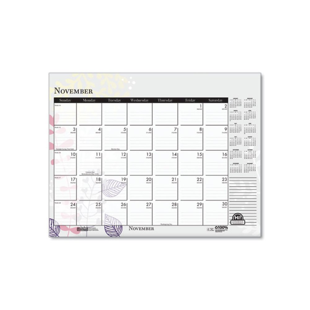 Recycled Desk Pad Calendar, Wild Flowers Artwork, 22 x 17, White Sheets, Black Binding/Corners,12-Month (Jan-Dec): 2026. Picture 5