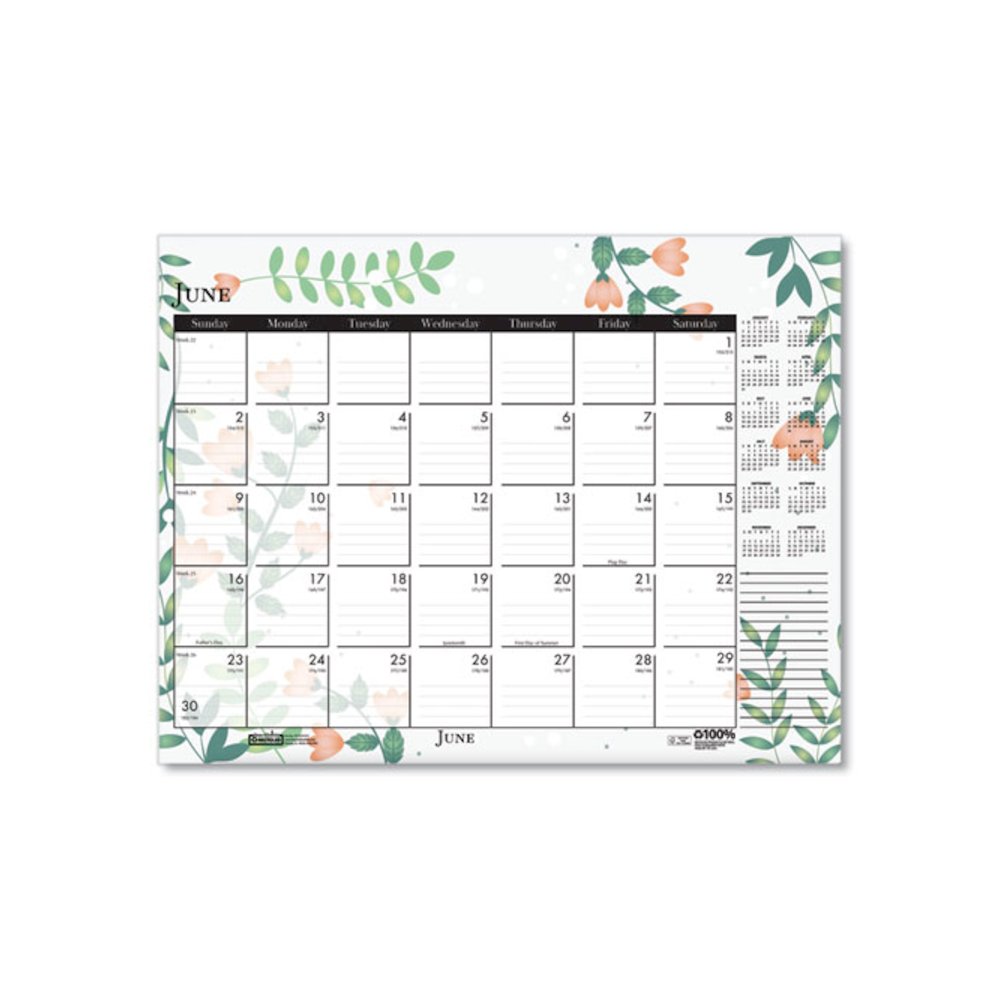 Recycled Desk Pad Calendar, Wild Flowers Artwork, 22 x 17, White Sheets, Black Binding/Corners,12-Month (Jan-Dec): 2026. Picture 11