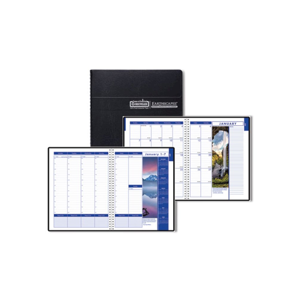 Earthscapes Recycled Weekly/Monthly Appointment Book, Landscape Photos, 11 x 8.5, Black Soft Cover, 12-Month (Jan-Dec): 2026. Picture 1