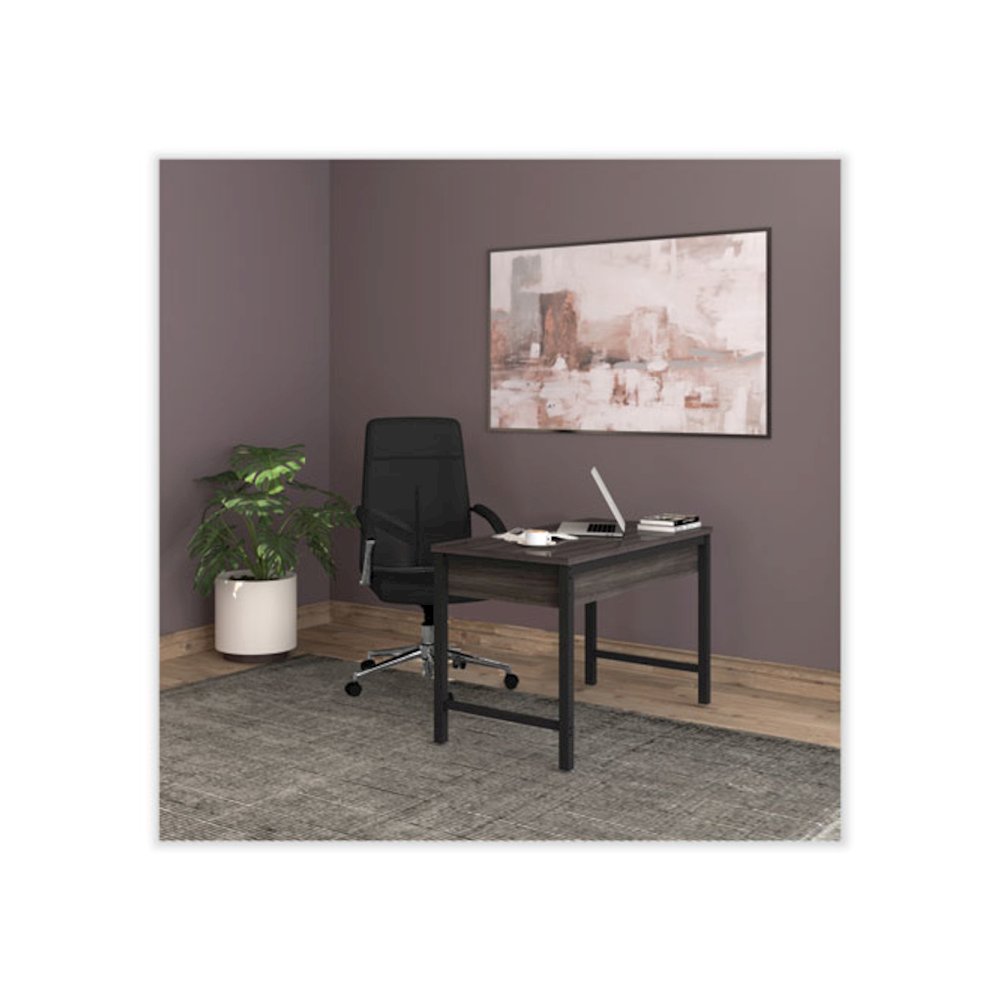Leather Task Chair, Supports Up to 275 lb, 18.19" to 21.93" Seat Height, Black Seat, Black Back. Picture 10