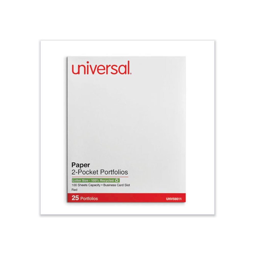 Two-Pocket Portfolios with Textured Covers, Accommodates 11 x 8.5 Sheets, Red, 25/Box. Picture 1