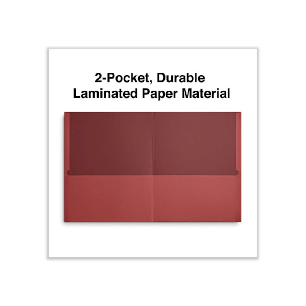 Two-Pocket Portfolios with Textured Covers, Accommodates 11 x 8.5 Sheets, Red, 25/Box. Picture 2