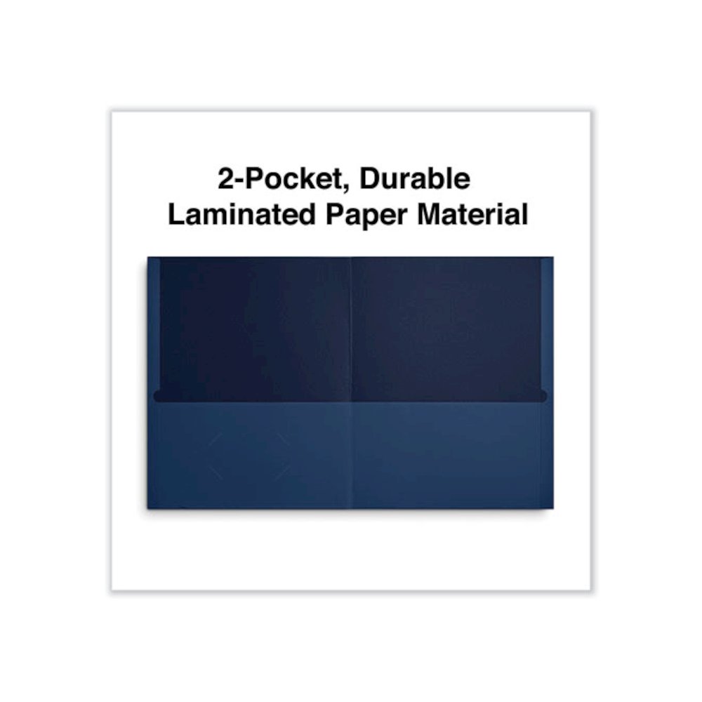 Two-Pocket Portfolios with Textured Covers, Accommodates 11 x 8.5 Sheets, Dark Blue, 25/Box. Picture 2