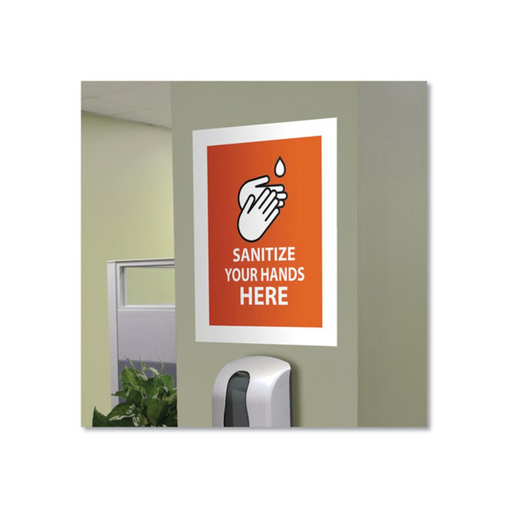 Self Adhesive Sign Holders, 11 x 17, Clear with White Border, 2/Pack. Picture 4