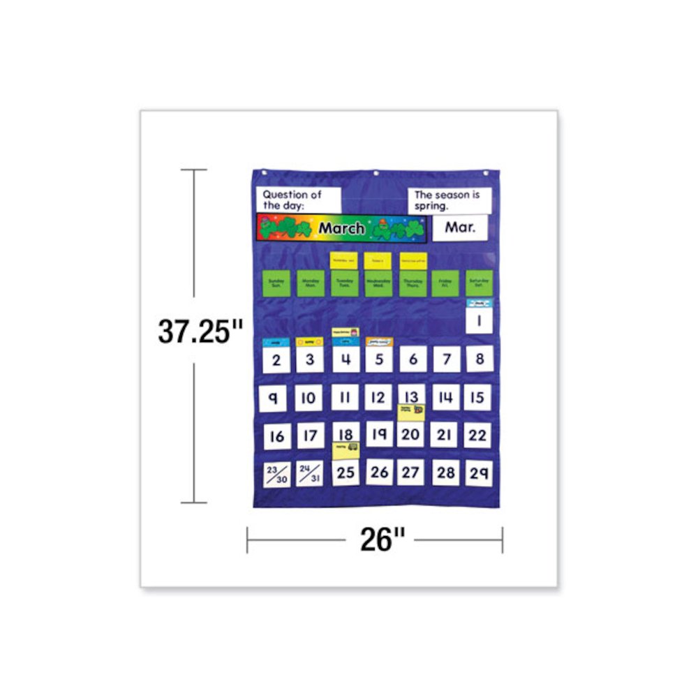 Complete Calendar and Weather Pocket Chart, 51 Pockets, 26 x 37.25, Blue. Picture 4
