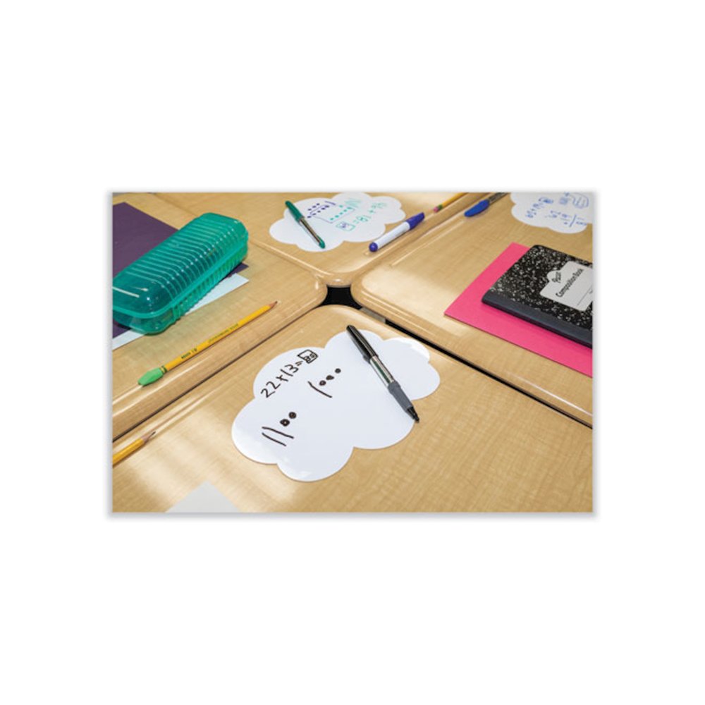Self Stick Dry Erase Clouds, Laminated Foam Surface, 7" x 10", White, 10/Pack. Picture 7