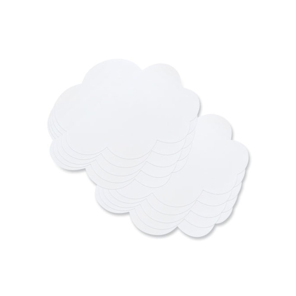 Self Stick Dry Erase Clouds, Laminated Foam Surface, 7" x 10", White, 10/Pack. Picture 1