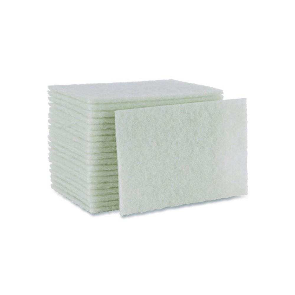 Light-Duty Scouring Pad, 6 x 9, White, 20/Carton. Picture 2
