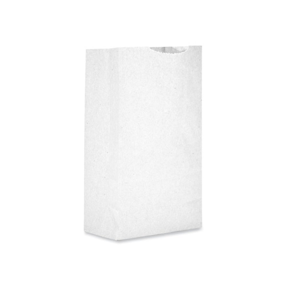 Grocery Paper Bags, 2# Size, 30# Basis Weight, 4.13" x 2.63" x 7.88", White, 500/Bundle. Picture 5