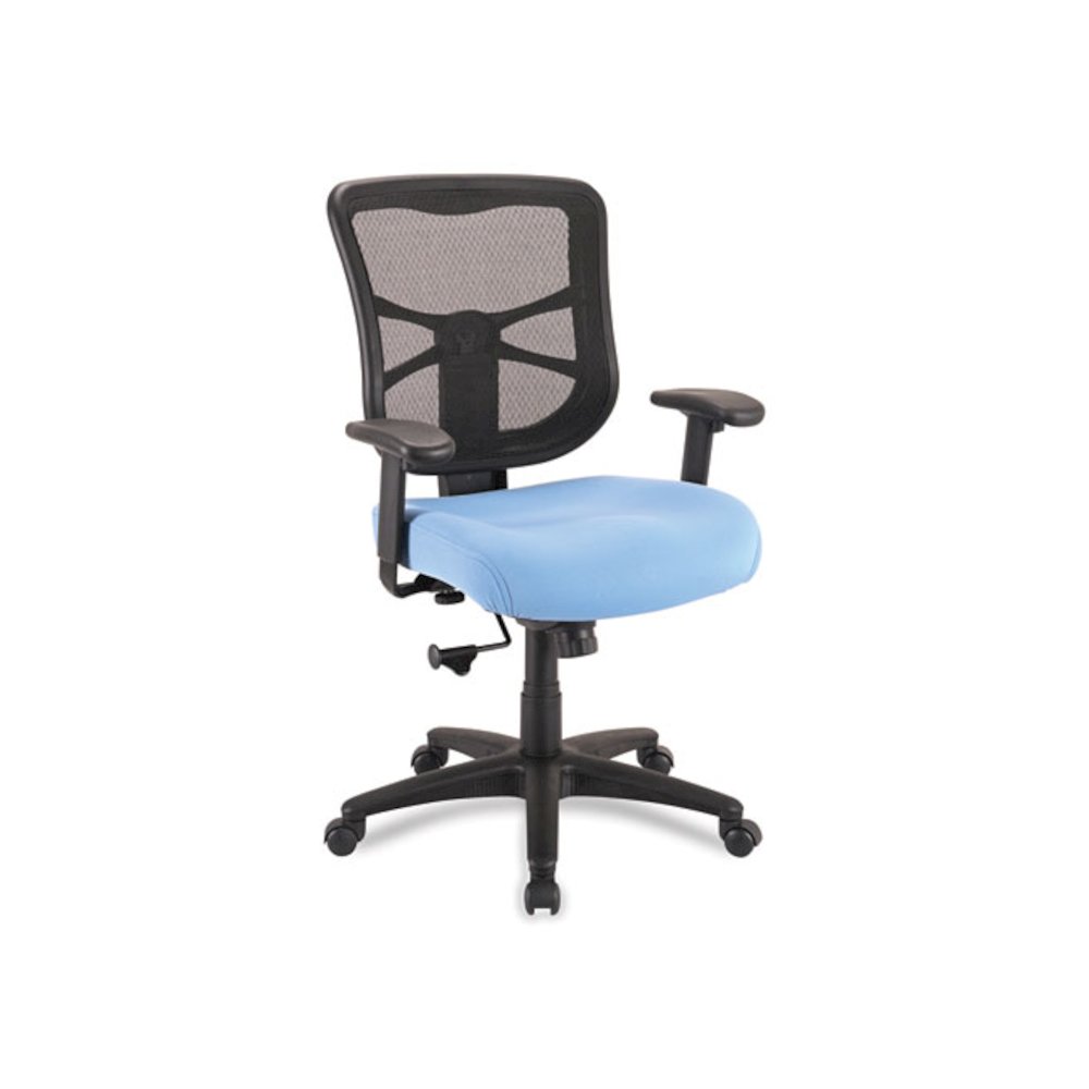 Alera Elusion Series Mesh Mid-Back Swivel/Tilt Chair, Supports Up to 275 lb, 17.9" to 21.8" Seat Height, Light Blue Seat. Picture 1