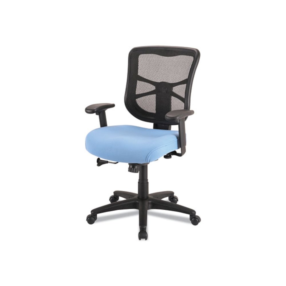 Alera Elusion Series Mesh Mid-Back Swivel/Tilt Chair, Supports Up to 275 lb, 17.9" to 21.8" Seat Height, Light Blue Seat. Picture 2