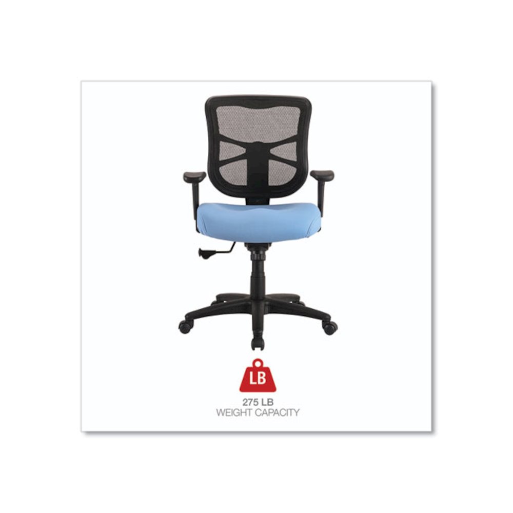 Alera Elusion Series Mesh Mid-Back Swivel/Tilt Chair, Supports Up to 275 lb, 17.9" to 21.8" Seat Height, Light Blue Seat. Picture 4