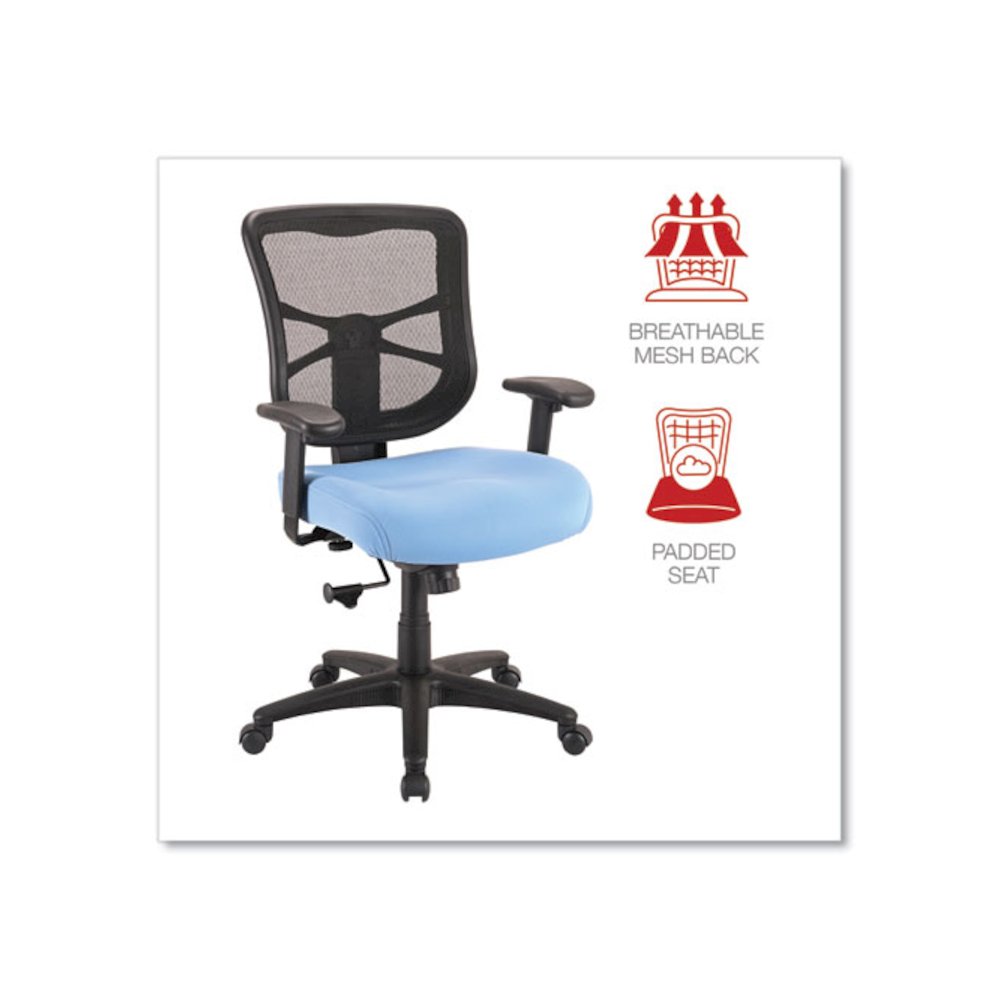 Alera Elusion Series Mesh Mid-Back Swivel/Tilt Chair, Supports Up to 275 lb, 17.9" to 21.8" Seat Height, Light Blue Seat. Picture 7