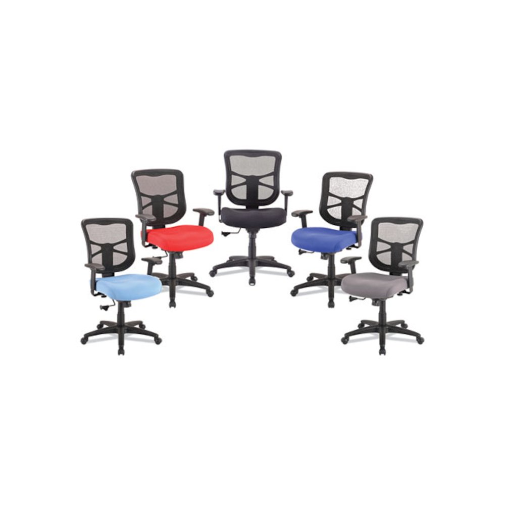 Alera Elusion Series Mesh Mid-Back Swivel/Tilt Chair, Supports Up to 275 lb, 17.9" to 21.8" Seat Height, Light Blue Seat. Picture 9