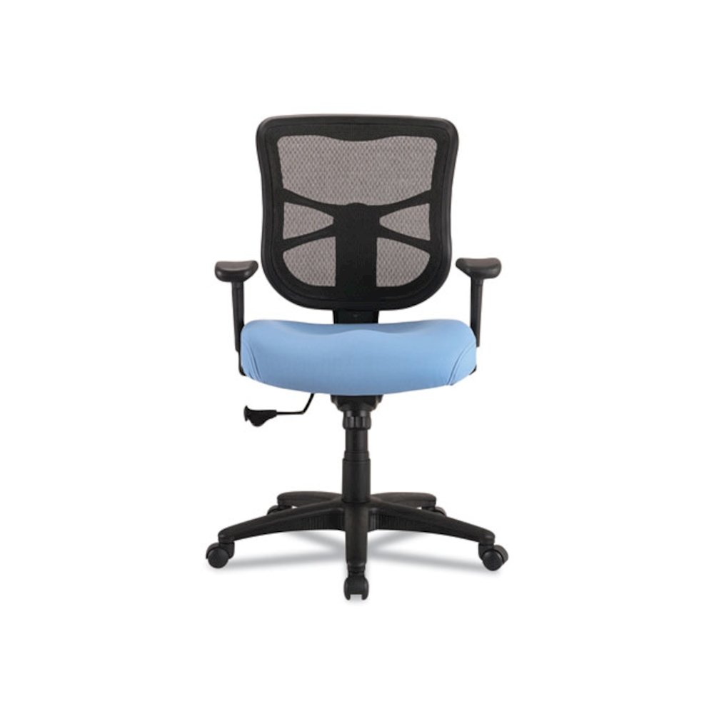 Alera Elusion Series Mesh Mid-Back Swivel/Tilt Chair, Supports Up to 275 lb, 17.9" to 21.8" Seat Height, Light Blue Seat. Picture 3