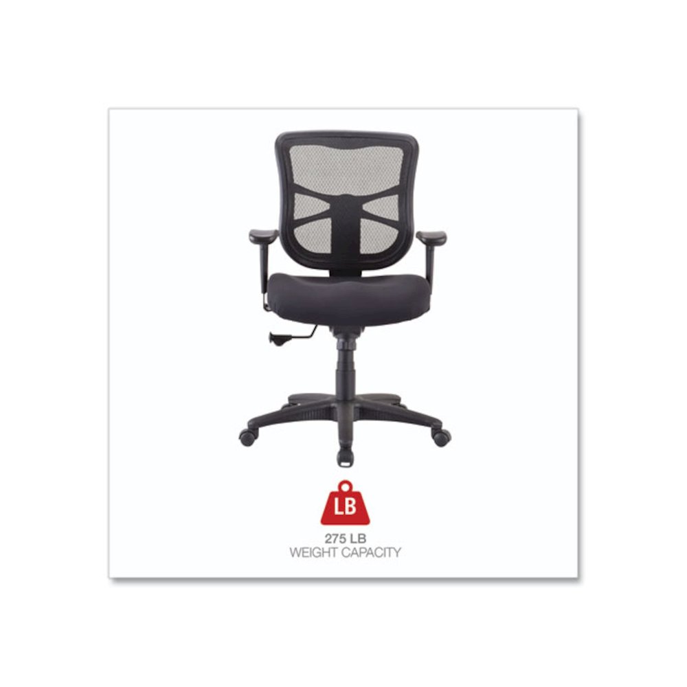 Alera Elusion Series Mesh Mid-Back Swivel/Tilt Chair, Supports Up to 275 lb, 17.9" to 21.8" Seat Height, Black. Picture 2